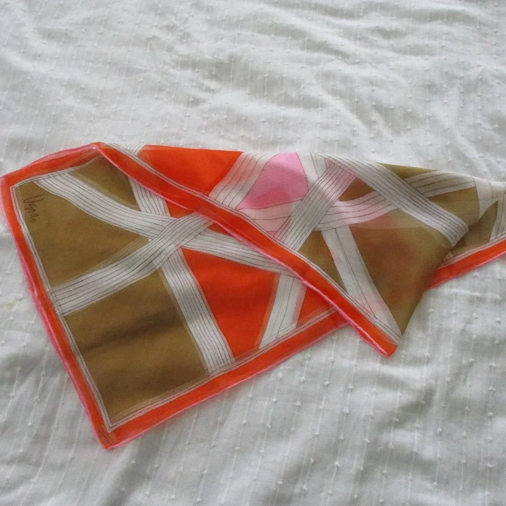 1960s sheer MCM scarf by Vera Neumann - Picture 2 of 6